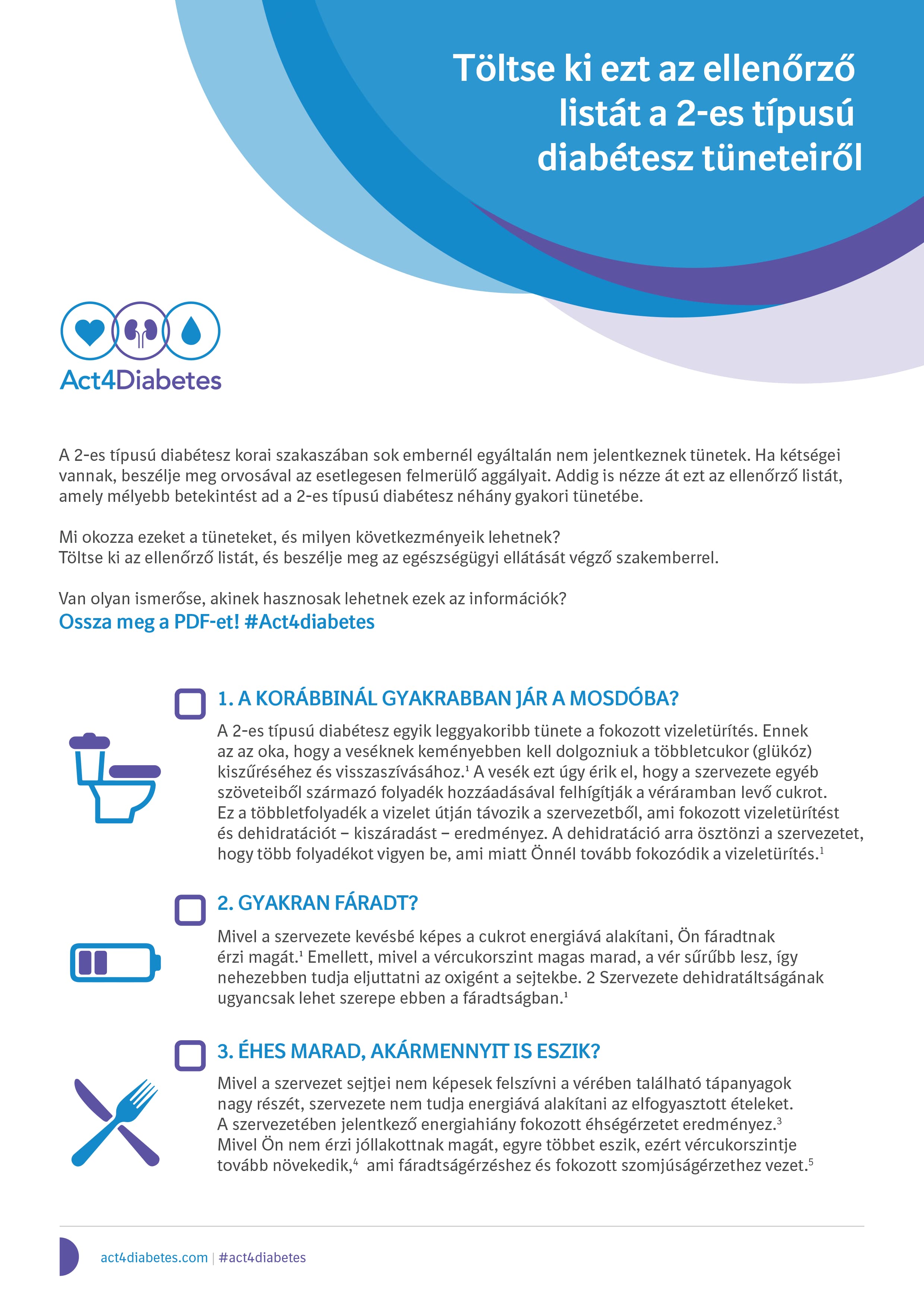 A 2-es típusú diabétesz tüneteinek ellenőrző listája